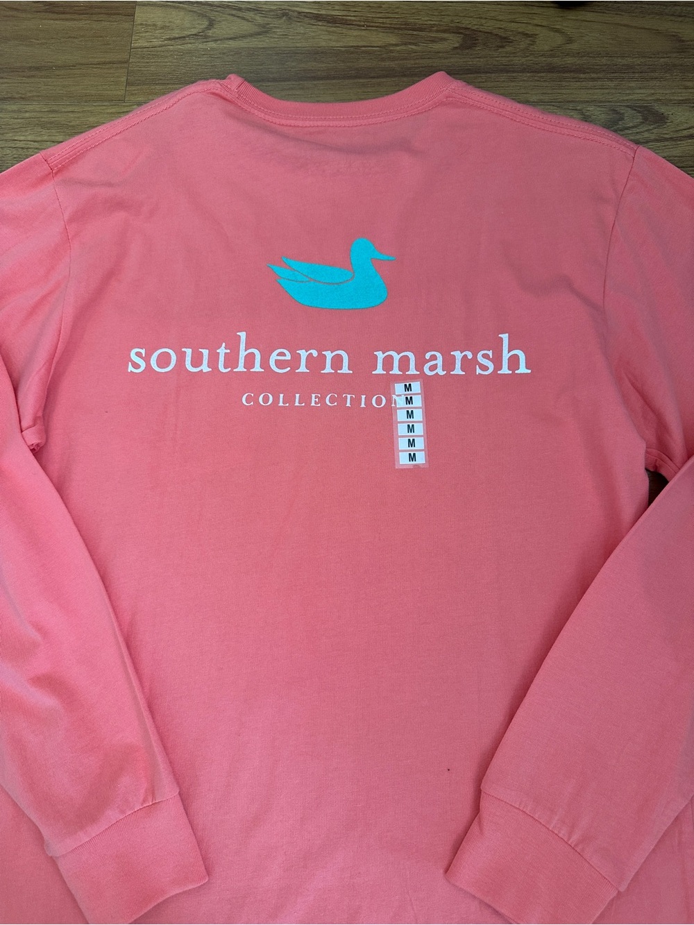 Southern Marsh Coral Long-Sleeve Tee with Teal Duck Logo